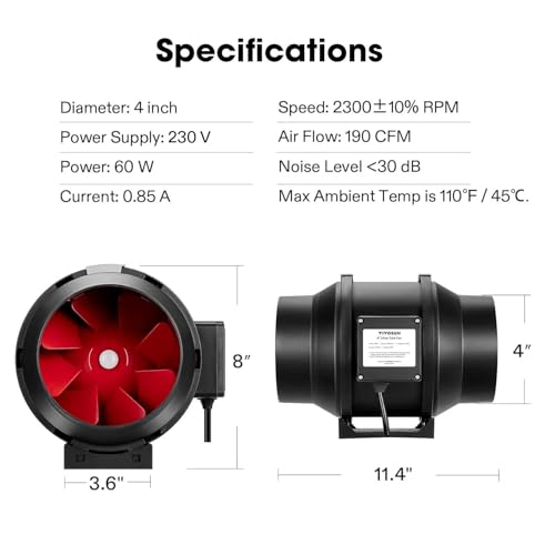 VIVOSUN R4 4 Inch 190 CFM Inline Duct Ventilation Fan with Variable Speed Controller for Grow Tent by VIVOSUN - Image 7