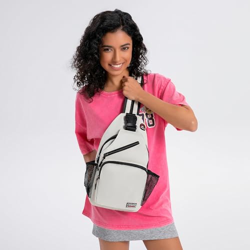 O-TBOST Crossbody Sling Bag Casual Chest Bag for Men Women Lightweight Durable Travel Hiking for Daily Use (white, Large)2