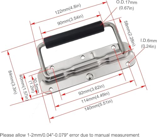 Image of 304 Stainless Steel Handle Spring Loaded Case Folding Handle 2 Pcs 100mm 122mm 140mm for Electric Cabinet Equipment Box Air Box and So On (140mm)