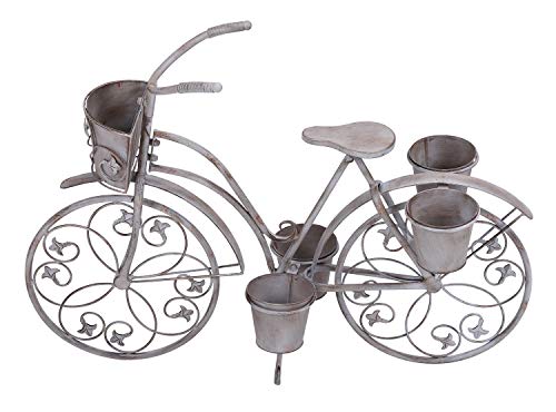 Deco 79 Metal Bike Indoor Outdoor 3 Tier Plantstand, 36" X 12" X 26", Silver #TOP30