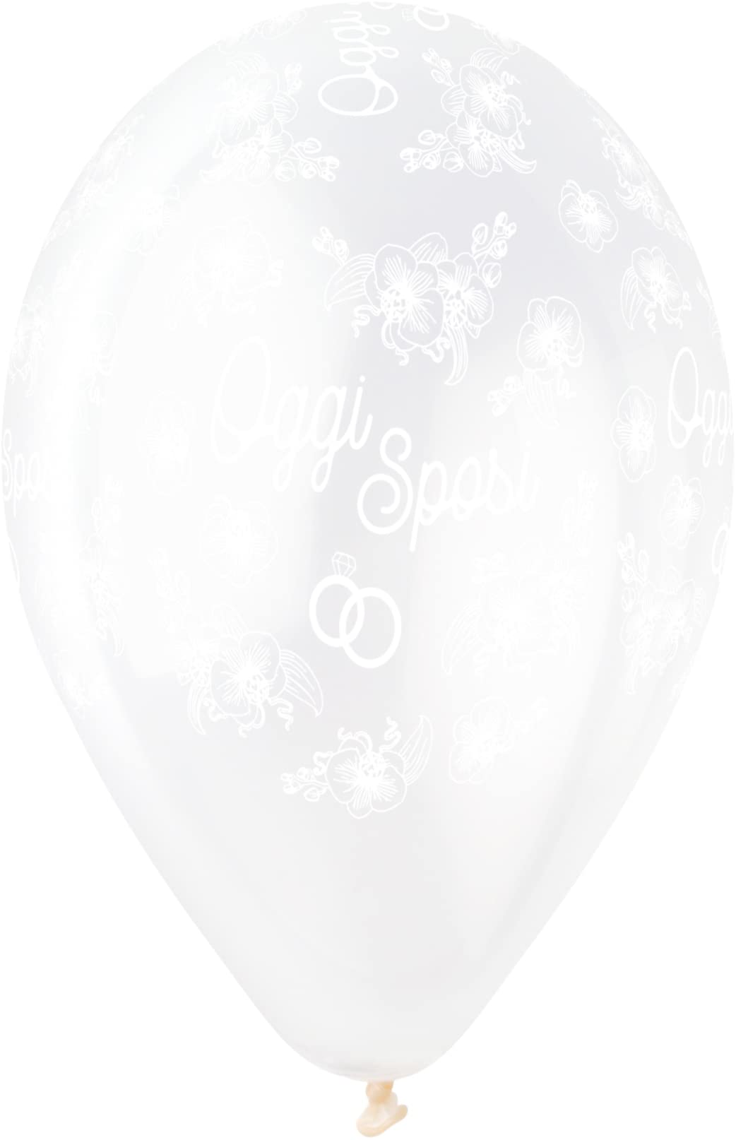 Ciao - Envelope 25 wedding balloons "Today Sposi" Crystal in natural latex Premium Quality G120 (Ø 33cm / 13"), transparent