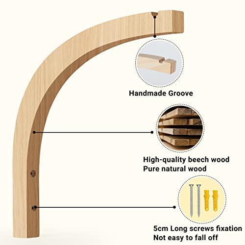 Hanging Plants Bracket, 2 Pack 8 Inch Wooden Plants Wall Hooks, Wall Mounted Plant Hanger Hooks With 4Pcs Ceiling Hooks, Basket Hooks For Planters, Lanterns, Bird Feeders Home Decor Indoor & Outdoor #TOP3