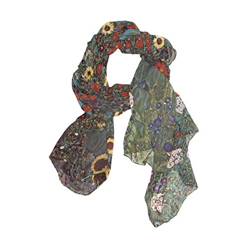 Scarfs for Women Gustav Klimt Farm Garden With Sunflowers Lightweight Sunscreen Shawl Head Wraps