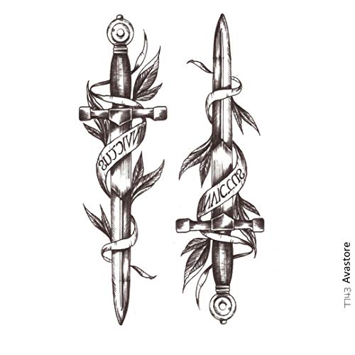 Tatouage Temporaire Homme Femme ÉPÉE DAGUE Tatouage Éphémère ÉPÉE pour Adulte Femme Homme - AVASTORE Cover
