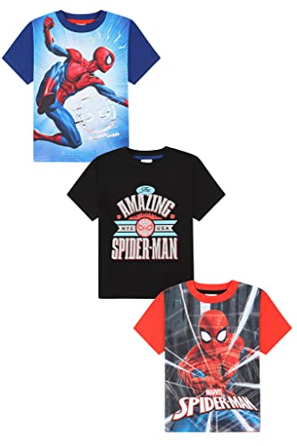 Spiderman 3 Pack Kids T-Shirts Boys Girls Multipack (7-8 Years) Blue