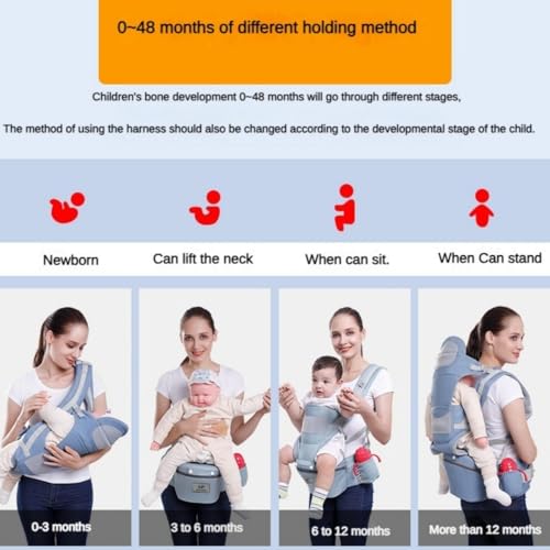 Porte bébé ergonomique ajustable avec siège à hanche pour nourrisson - 6