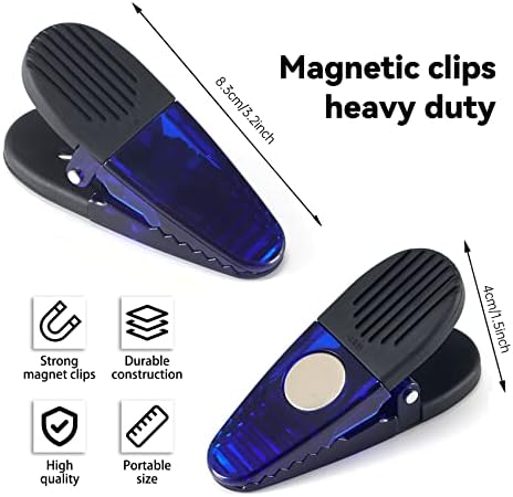 3-1/4" Length Plastic Refrigerator Magnet Clips Set, Multipurpose Clips - Set of 6 (Blue) - 2