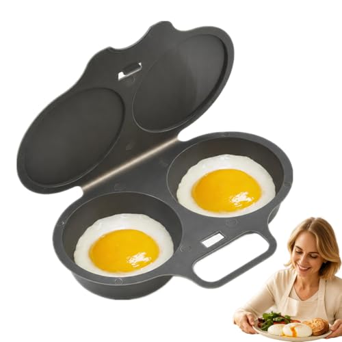 Escalfador de Huevos Microondas, 2 Cavidades Cocedor Huevos En Microondas
