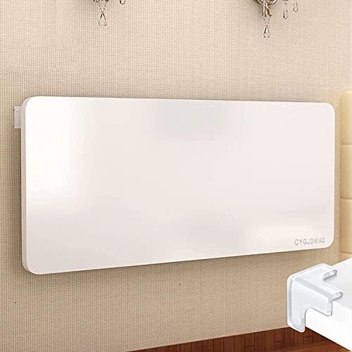 CYGJDWAQ Laundry Folding Table, Lacquered Wood Wall Mounted Table, Bracket Heavy Duty, Stable Sturdy Wall Table for Kitchen Laundry Room Restaurant (Color : White, Size : 50cm×100cm)