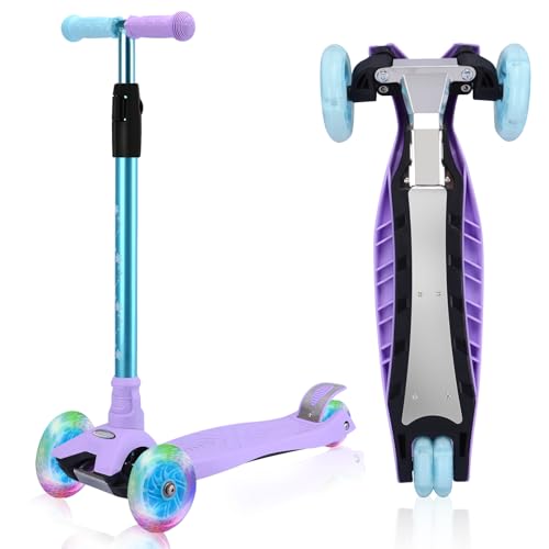 3 Wheel Scooter for Kids Ages 6-12,Kids Scooter with Light Up Wheels, Sturdy Deck Design, and 4...
