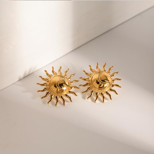 Gold Sun Stud Earrings Vintage Boho Statement Earrings for Women4