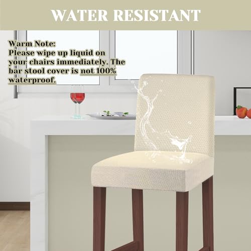 Image of Bar Stool Covers Counter Chair Slipcovers Set of 4,Beige | Stretch Barstool Seat Covers,Washable Removable Pub Tall Stool Slipcover,Bar Chair Cover for Kitchen Dining Room Cafe