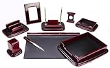 Majestic Goods Nine Piece Burgundy Oak Wood Desk Set
