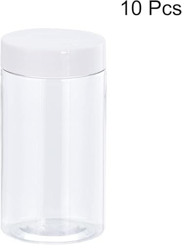 Miniatura 3 de uxcell Tarros redondos de plástico con tapa superior de rosca blanca, recipientes vacíos transparentes de boca ancha de 3 onzas  3.4fl oz para