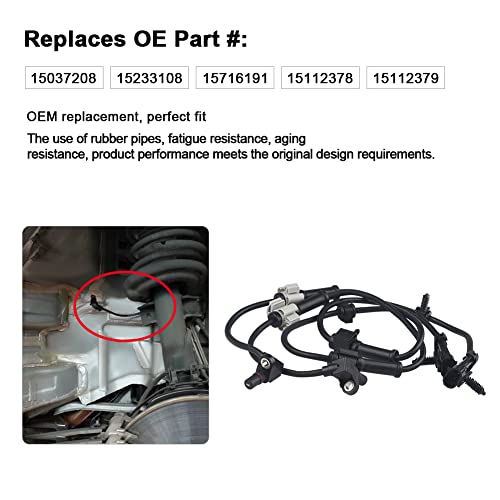 Wmphe Compatible With 2 Pcs Abs Wheel Speed Sensor Chevy Silverado Tahoe Suburban Avalanche Express, Gmc Sierra Yukon Savana, Cadillac Escalade, Front Left And Right Abs Sensor, 19181873, 15112379 #TOP4