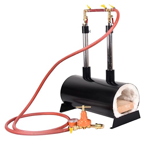 LCyindu Forge Furnace with Dual Burners, Extensive Capacity, Oval Propane Forges for Blacksmithing, Suitable for Artist Hobby Beginner Friendly DIY Knife Making Tool Farriers Furnace