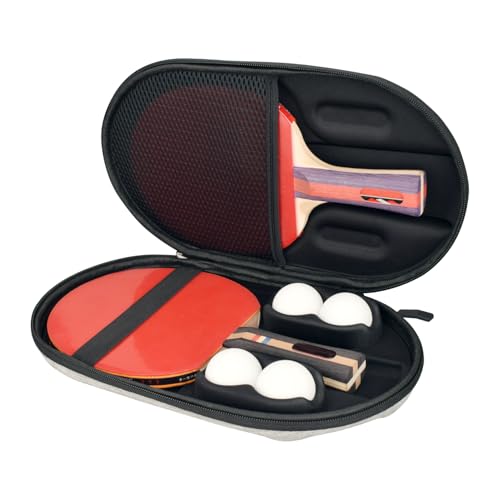 Rintifia Ellipses Ping Pong Paddle Case, Hard Shell Storage Bag for 2 Paddles & 4 Balls, Anti-Drop, Anti-Scratch (Gray)