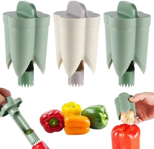 3 Pack Pepper Seed Corer Remover, 2025 Upgraded 2 in 1 Bell Peppe...