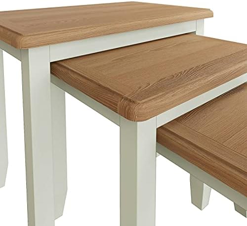 Merlo White Painted Nest of 3 Tables/Modern Small Side Tables/End Units