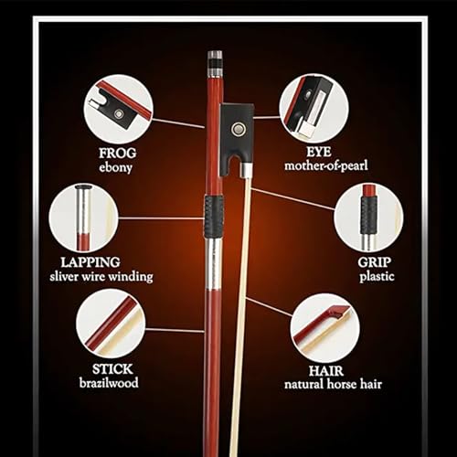 image for AMZZ Professional 4/4 Full Size Violin Bow - Brazilwood with Ebony Fro