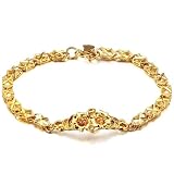 JewelryWe Bransoletka w złotym odcieniu chwały kształt damska bransoletka bransoletka łańcuszek na rękę 15 cm modna biżuteria