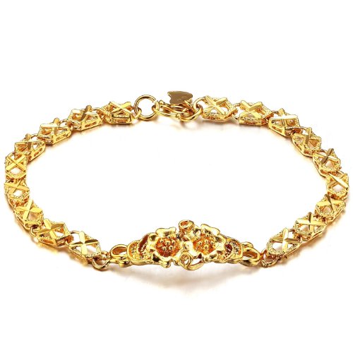 JewelryWe Bransoletka w złotym odcieniu chwały kształt damska bransoletka bransoletka łańcuszek na rękę 15 cm modna biżuteria