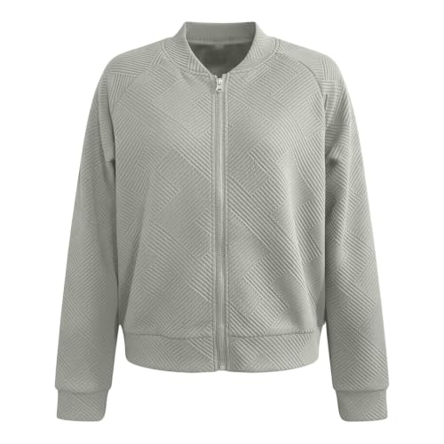 Womens Cropped Jacket Zip Up Long Sleeve Bomber Jackets Fall Cardigans - image 4