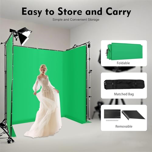 Fond vert avec support 2,4 x 4 m pliable pour studio photo - 5