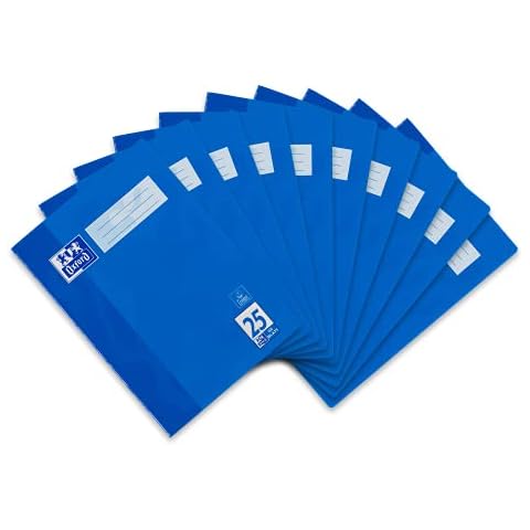 Oxford Schulheft A4, liniert, mit weißem Rand, 32 Blatt, Lin. 25, blau, 10 Stück Cover