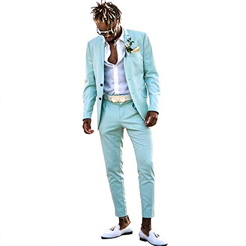 Mens Prom Tuxedo Groom Stylish Slim Fit Wedding Suit Blazer Pants Prom Suits for Men 2023 Lake Blue