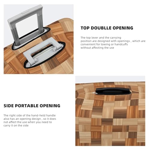 Wooden Tile Pattern Brown And Beige Elastic Travel Luggage Covers Dustproof Scratch-Resistant Suitcase Protector Fit 22-24 Inch3