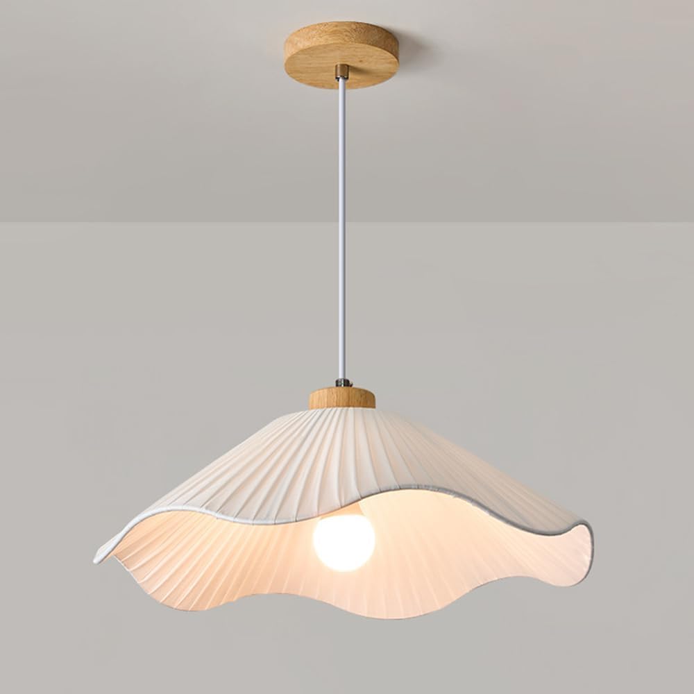 Iluminación de techo nórdica en madera natural y pantalla de tela de alta calidad