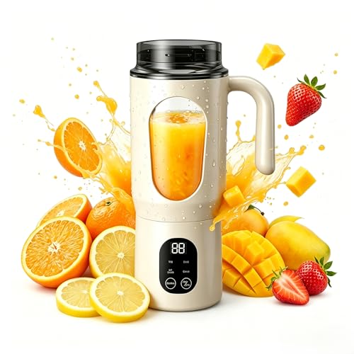 Portable Blender 20oz Personal Electric Juicer Cup with 12 Blades Auto Cleaning,Rechargeable Travel Blender for Smoothies, Shakes, Salsa, Ice Crushing & Frozen Drinks,with Lid for Direct Drinking
