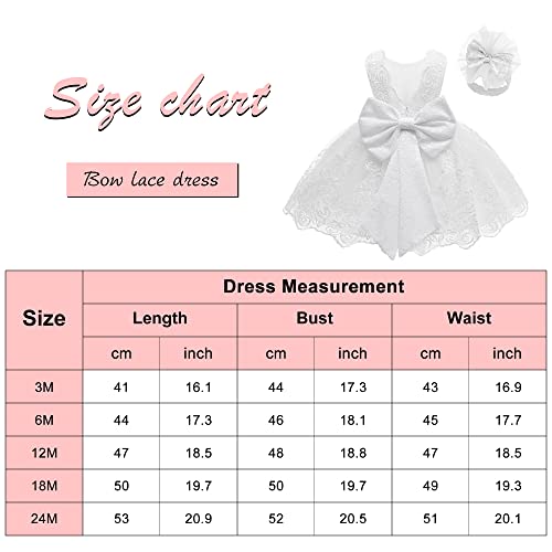 Lzh Girl's Ruffle Lace Backless Headwear,Bowknot Flower Pageant Party Wedding Christmas Dress, A-White, 6-12 Months #TOP5