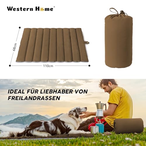 WESTERN HOME WH Hundedecke Outdoor für Unterwegs Hundedecke Wasserdicht Tragbar Hundematte Outdoor Komfort und Weiches Reisedecke Hund Wasserdicht Camping Hundebett, 110x68 cm (Braun)