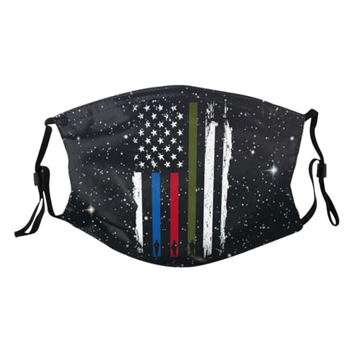 Police Military And Fire Thin Line American Flag Adult Dust Mask Adjustable Dust Face with 2 Filter30