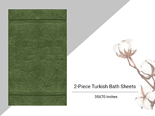 Towel Bazaar Premium Turkish Cotton Super Soft And Absorbent Towels (2-Piece Bath Sheet Towel, Moss Green) #TOP2