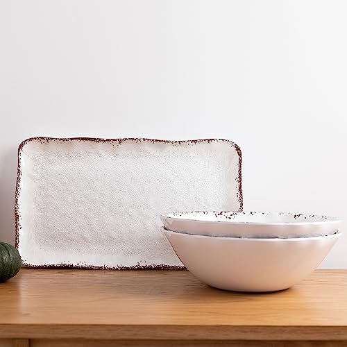 Lehaha Rustic White Melamine Large Serving Bowls, 2 Pieces Set,12 Inches (130 Oz) Larger Salad Bowls thumb #5