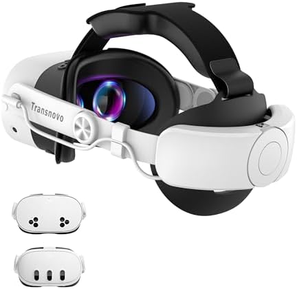 TRANSNOVO Battery Head Strap for Meta Quest 3/Quest 3S, 10000mAh Battery Pack, 20W Fast Charging Elite Strap with Tightening Dial, Adjustable Quest 3 Accessories for Extended VR Playtime