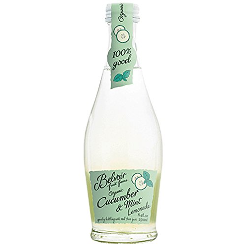 Belvoir Fruit Farms Organic Cucumber & Mint Lemonade, All Natural Fruit Juice, Cocktail Mixer, 8.4 fl oz (12 Glass Bottles)
