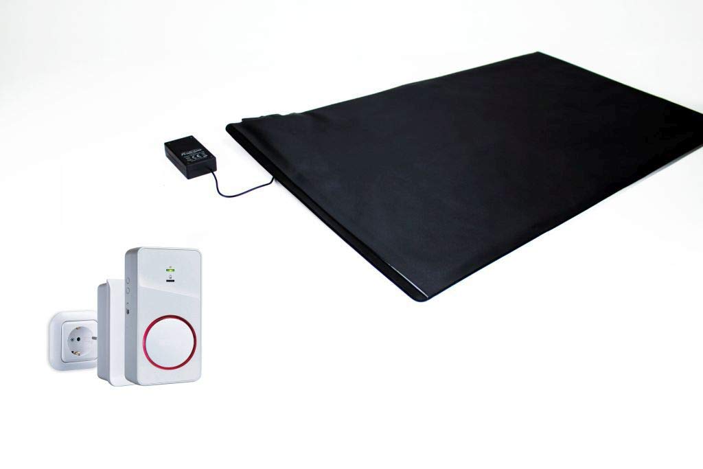 Funk-Alarmtrittmatte - mit Akku Funkempfänger Netz und Mobil - 70cm x 40cm - Pflegehilfe - Demenz Sturzprävention