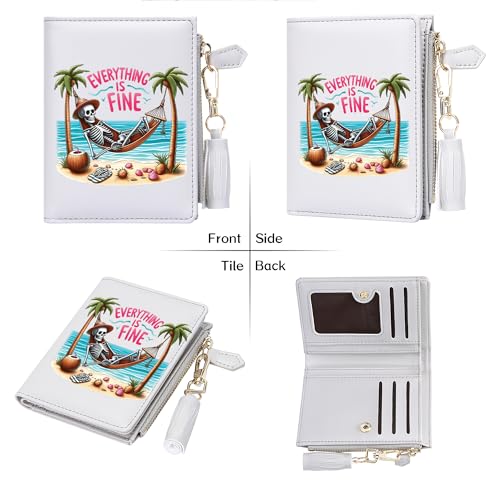FEITH&FELLY Womens Summer Skeleton Small Wallet with ID Window and Zippered Coin Pocket Cute Wallet Gift for Women4