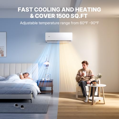 Image of Upstreman 24000 BTU Mini Split AC Heating System, 20 SEER2 230V Mini Split Air Conditioner, Pre-Charged Heat Pump Ductless Inverter System, Up to 1500 Sq.Ft, WiFi Control, with Mounting Bracket