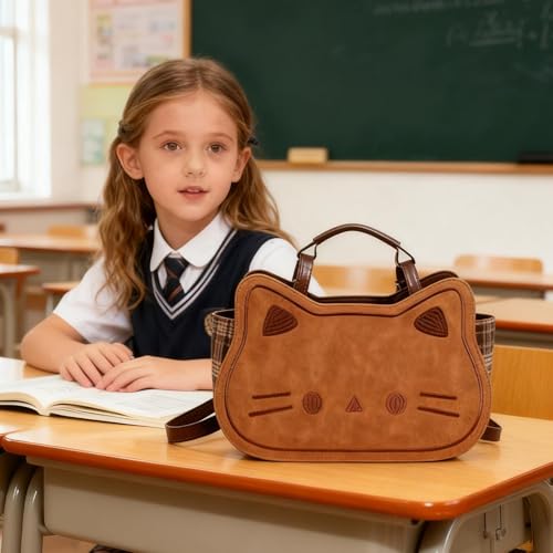Bolso de cuero de gran capacidad con diseño de gatito elegante para señora 2