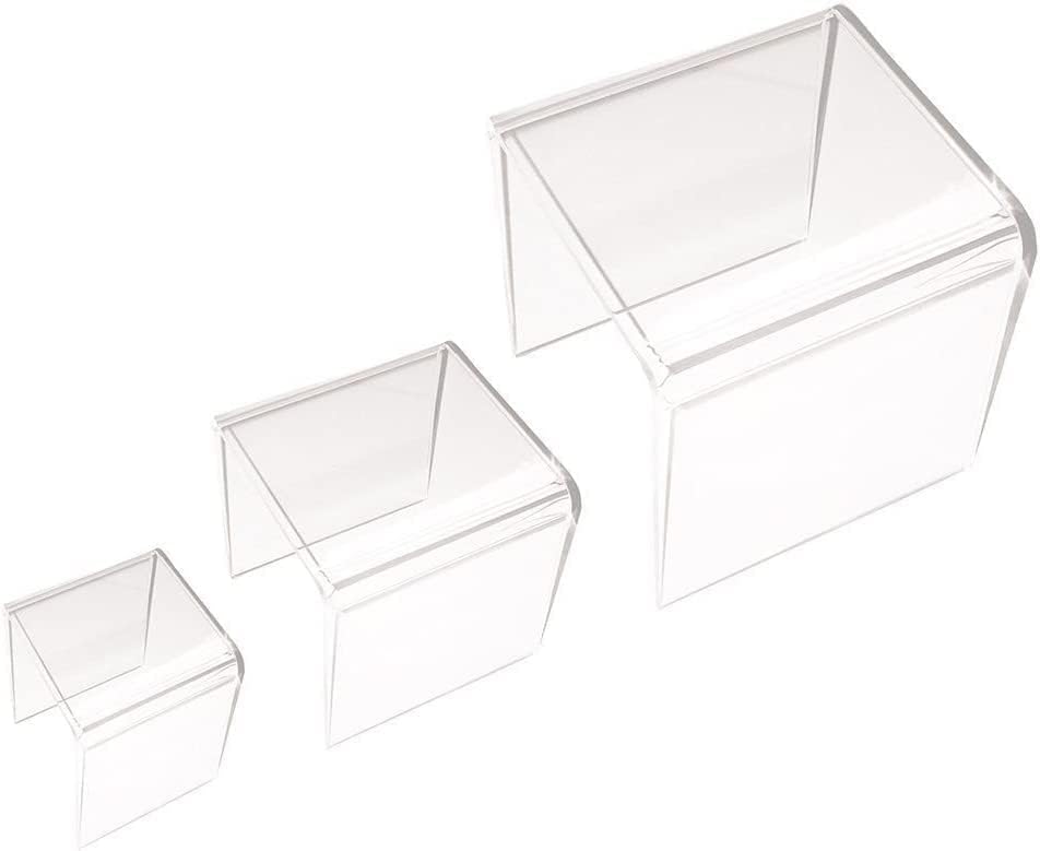 AZM Clear Acrylic Display Riser Set 3" 4" 5" Set of 3 Risers
