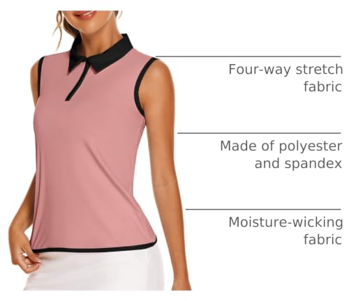 Image of COOrun Women's Golf Polo T Shirts Lightweight Moisture Wicking Sleeveless Shirt Quick Dry Zipper Tank Top