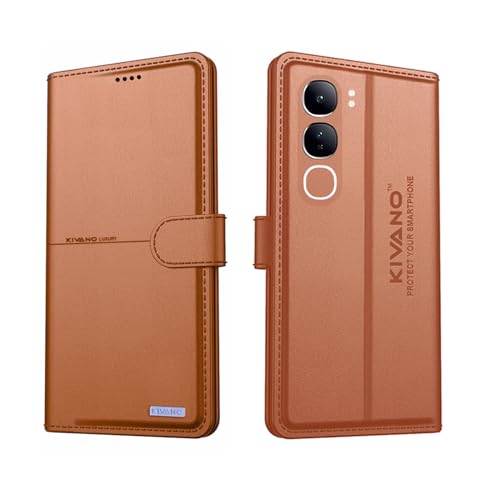 Image of Compatible with Vivo Y300 5G Flip Cover | Leather Finish | Inside Pockets & Inbuilt Stand | Shockproof Wallet Style Magnetic Closure Back Cover Case