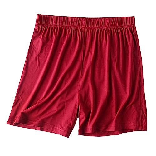 Boho Shorts for Women Plus Size Womens Comfy Cotton Shorts for Summer 5 Inch Inseam Casual Loose Elastic Waist Lounge Shorts Plus Size Short Pjs Pants Boyfriend Shorts for Women Wine M