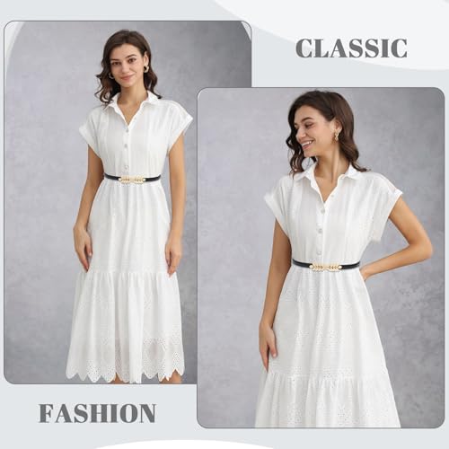 Women Skinny Belts Thin PU Leather Waist Belt with Gold Buckle for Dresses3