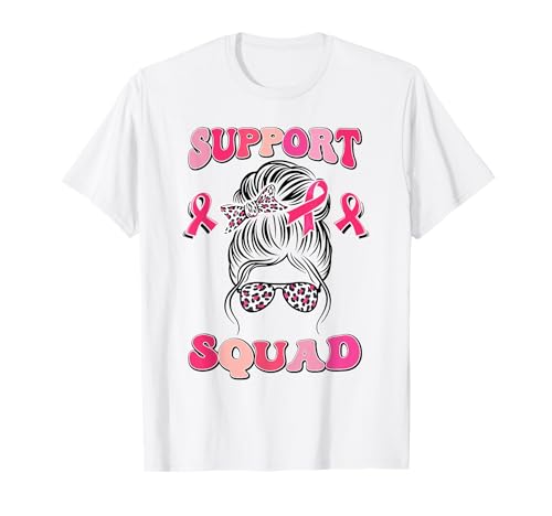 Support Squad Concientización sobre el cáncer de mama de leopardo desordenado Camiseta